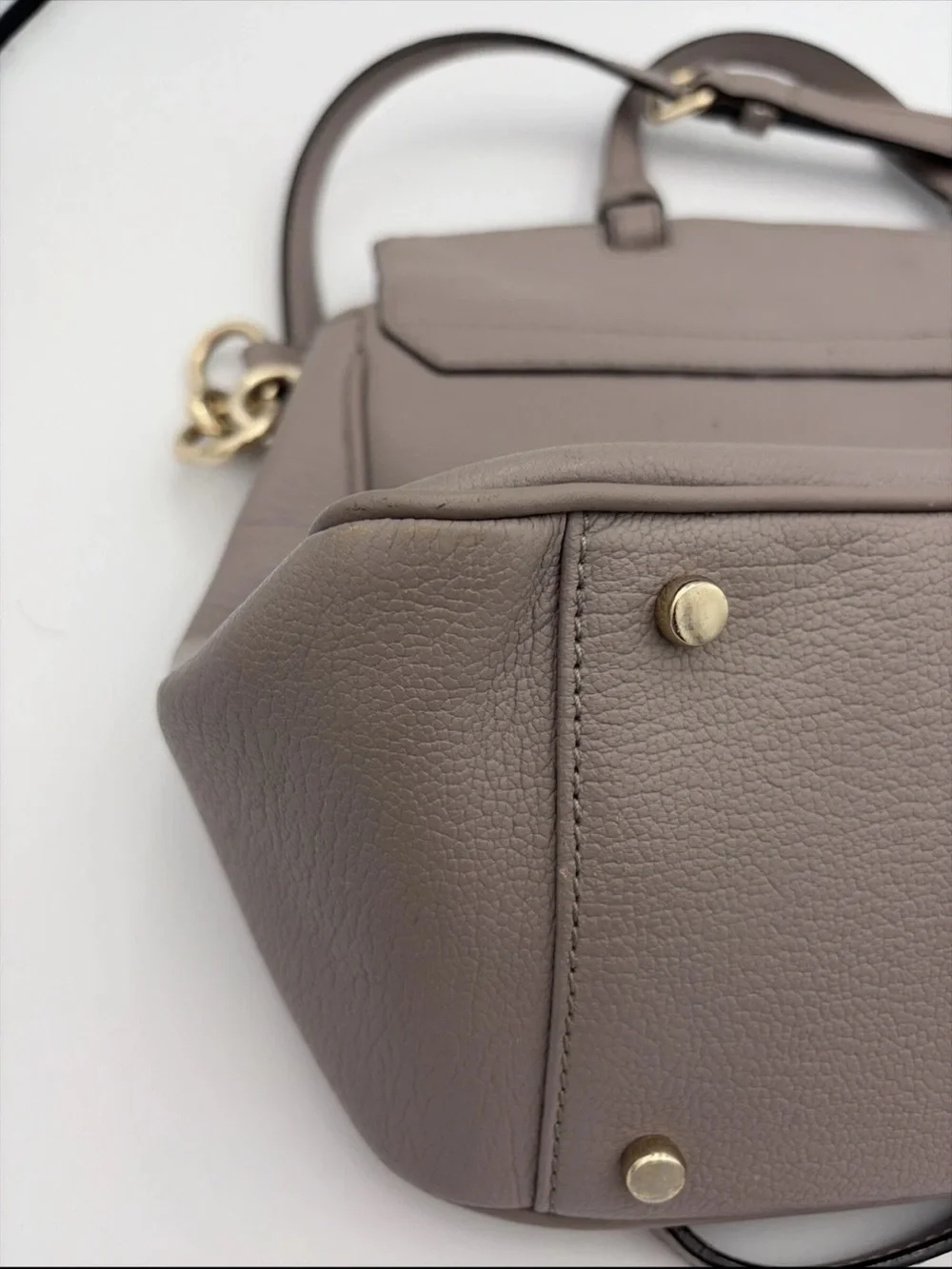 kate spade Rea Robinson Lane Taupe pebbled Leather Satchel with Gold Hardware